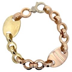 18k Yellow White And Rose Gold ID Bracelet 7.5"