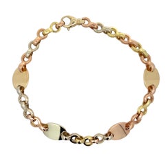 18k Yellow White And Rose Gold ID Necklace Choker 16"