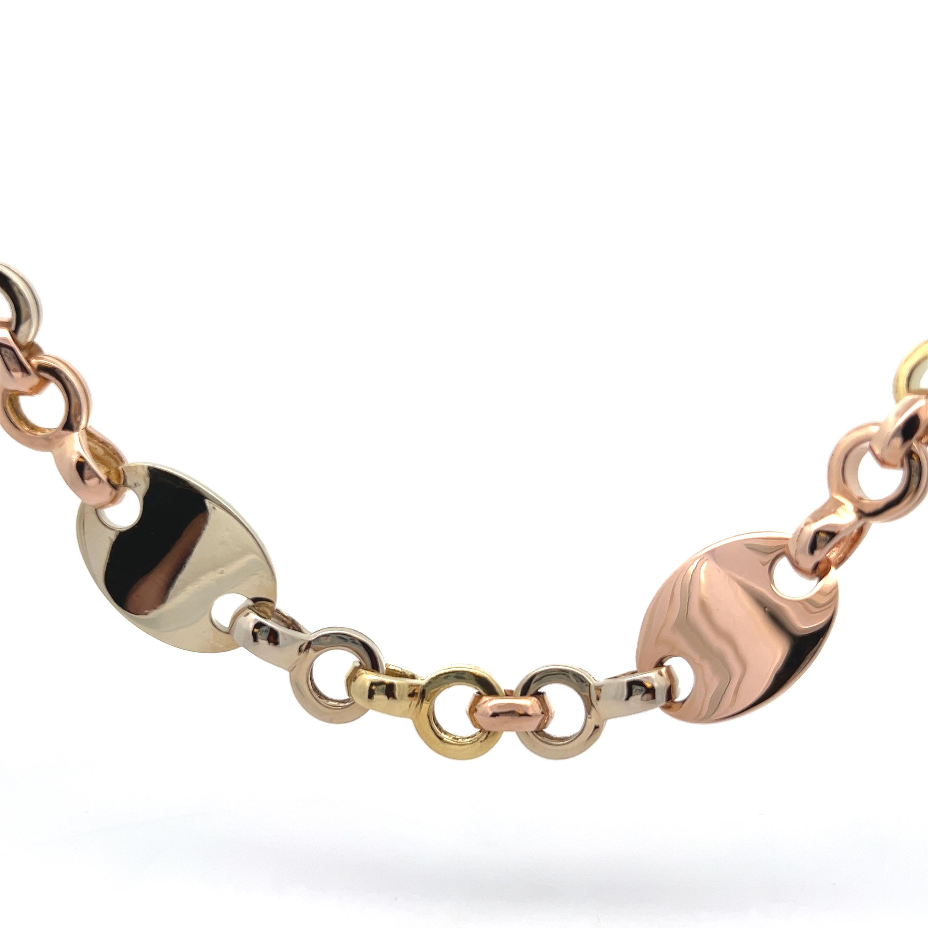 18k Yellow White And Rose Gold ID Necklace Choker 16