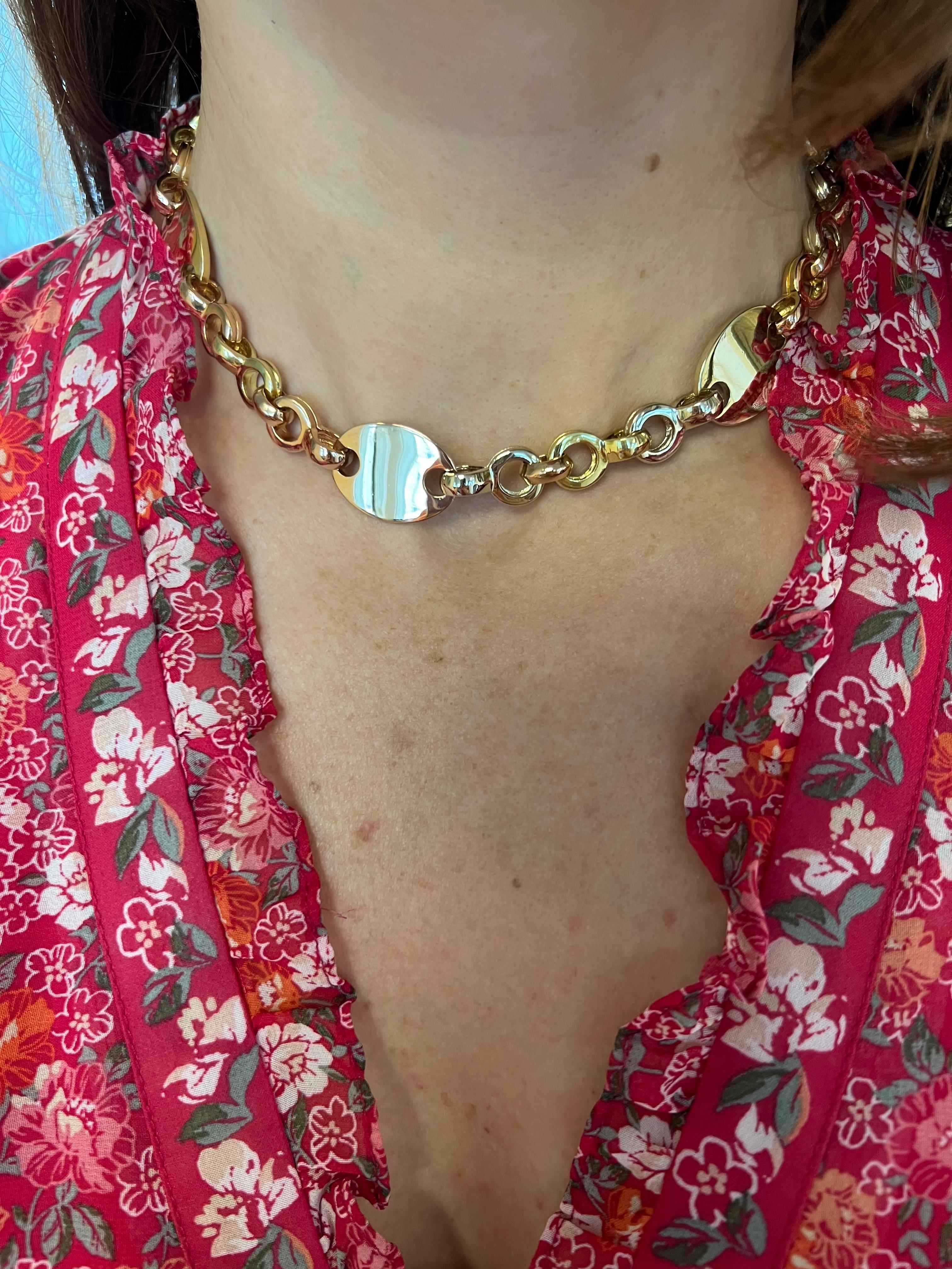 18k Yellow White And Rose Gold ID Necklace Choker 16