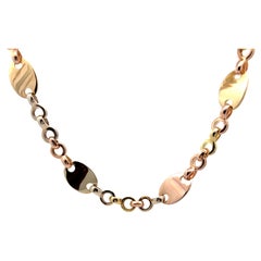 18k Yellow White And Rose Gold ID Necklace Choker 16"