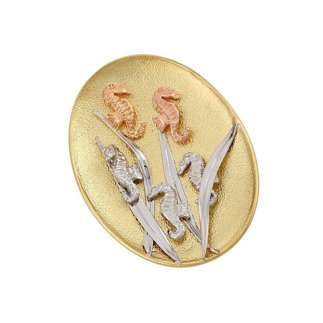 18k Yellow White and Rose Gold SEAHORSE CONVERGENCE Brooch John Landrum Bryant In New Condition For Sale In New York, NY