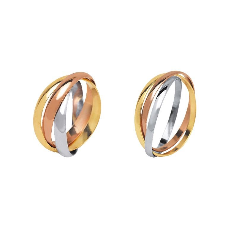 18K Yellow, White and Rose Gold Trinity Wedding Band 2