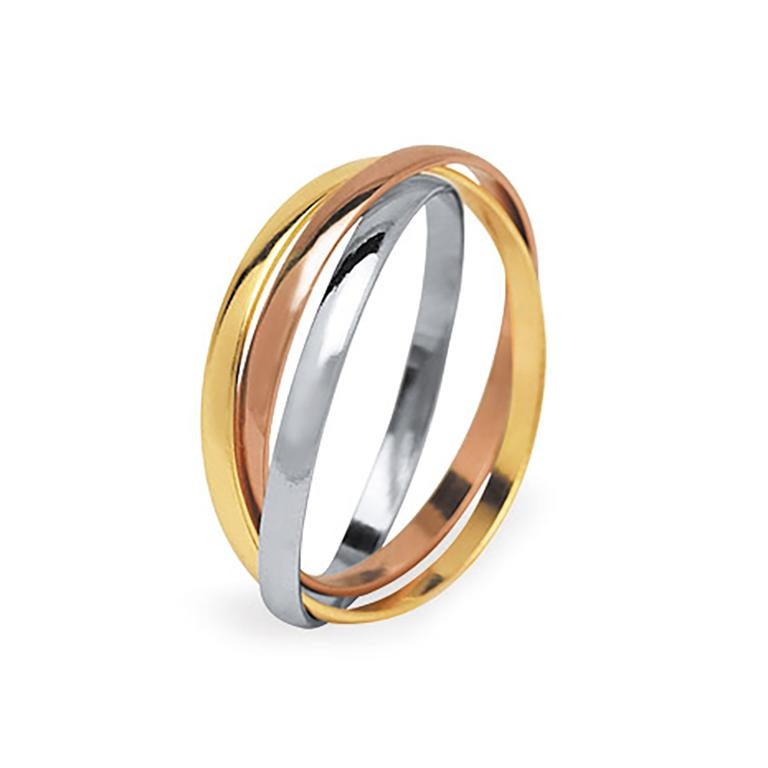 For Sale:  18K Yellow, White and Rose Gold Trinity Wedding Band 3