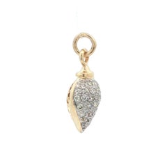 18k Yellow & White Gold 0.15ctw Diamond Covered Sea Conch Shell Charm Pendant