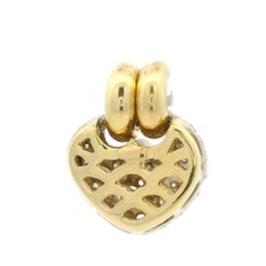 18k Yellow & White Gold 1.20ct Pave Diamond Puffed Dual Bail Heart Slide Pendant