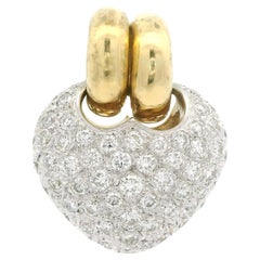 Colgante de oro amarillo y blanco de 18 quilates y 1,20 quilates de diamantes en forma de corazón con doble enganche