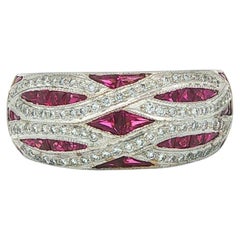 18k Yellow & White Gold 1.56ctw Ruby & Diamond Wide Wavy Domed Band Ring