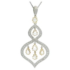 18k Yellow & White Gold 1.90ctw Diamond Tassel Pendant 18" Chain Necklace