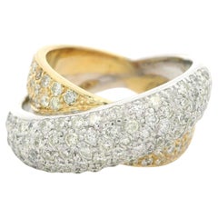 18k Yellow 
White Gold 2.17ctw Fiery Pave Set Diamond Crossover Band Ring
