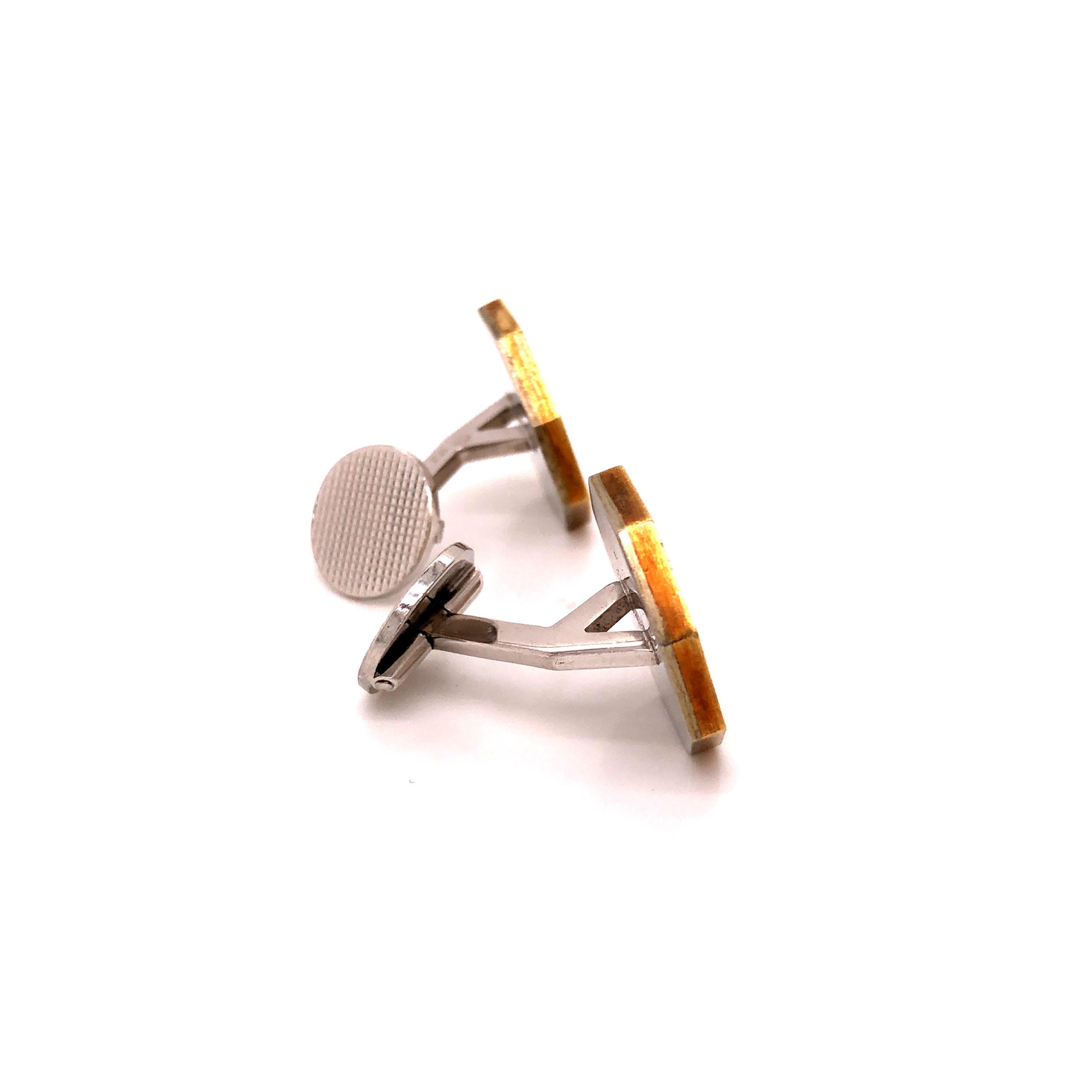 18 Karat Yellow and White Gold Audemars Piguet Style Cufflinks In Good Condition For Sale In New York, NY