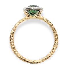 18K Yellow & White Gold Australian Teal Sapphire Ring