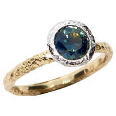 18K Yellow & White Gold Australian Teal Sapphire Ring