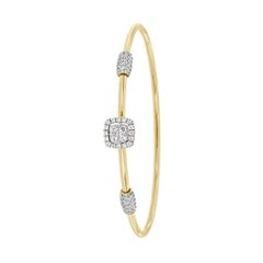 18 Karat Yellow and White Gold CushionFlex Halo Diamond Bangle '4/5 Carat'