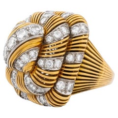 Bague cocktail en or jaune et blanc 18K avec diamants