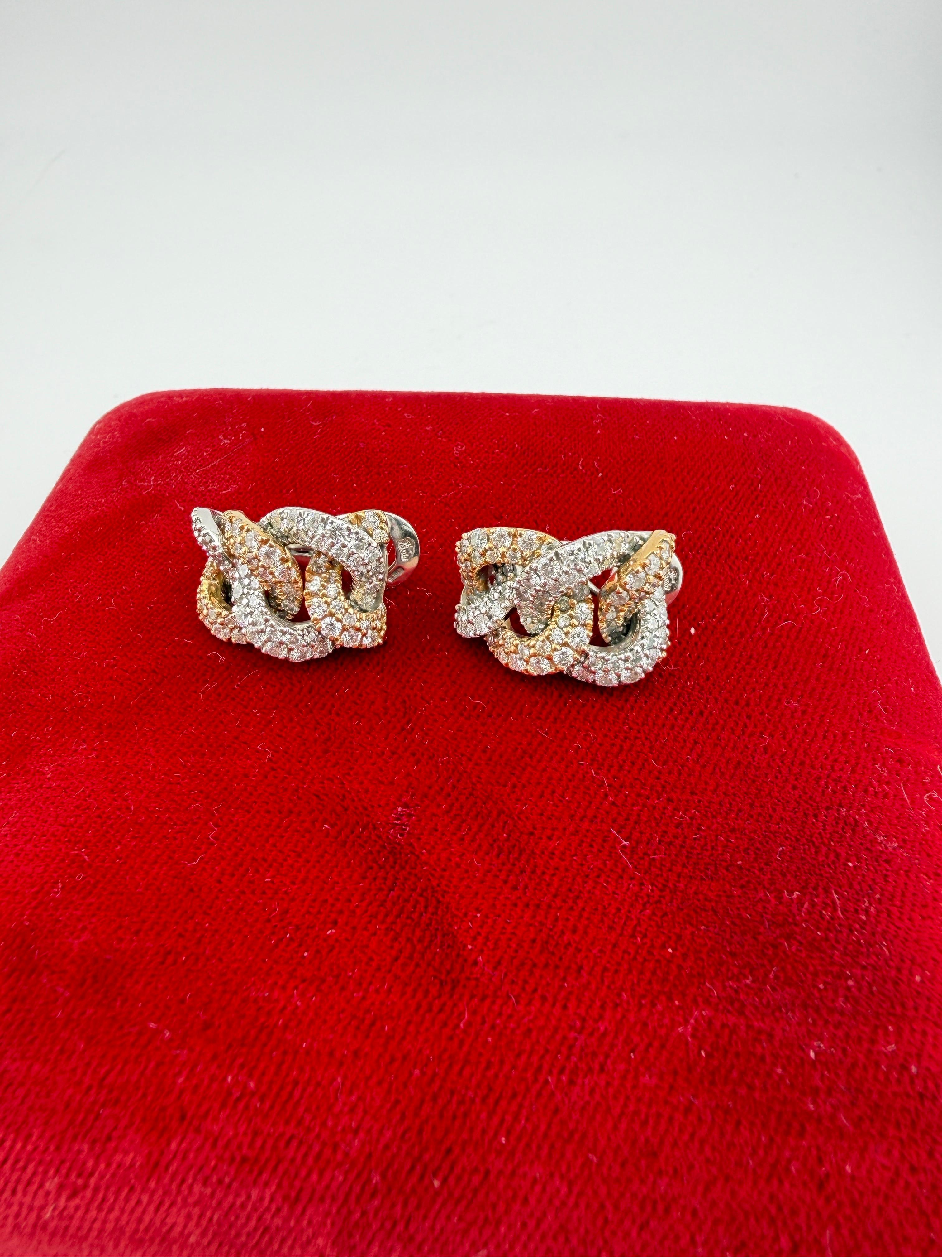 18k Yellow 
White Gold Diamond Earrings en venta