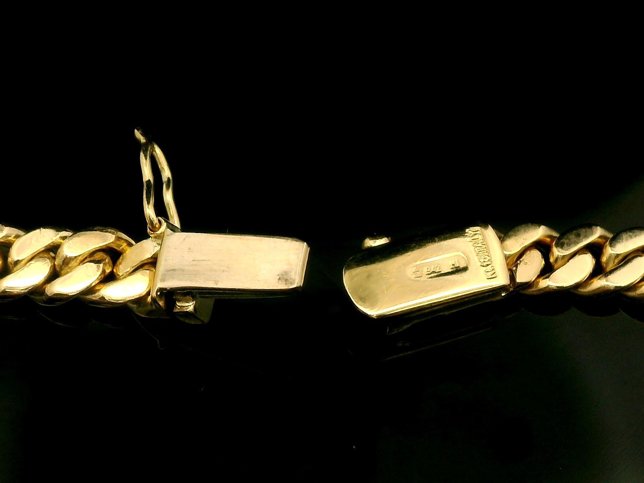 18k Yellow & White Gold Diamond ID Bar Well Made Cuban Curb Link Bracelet 3