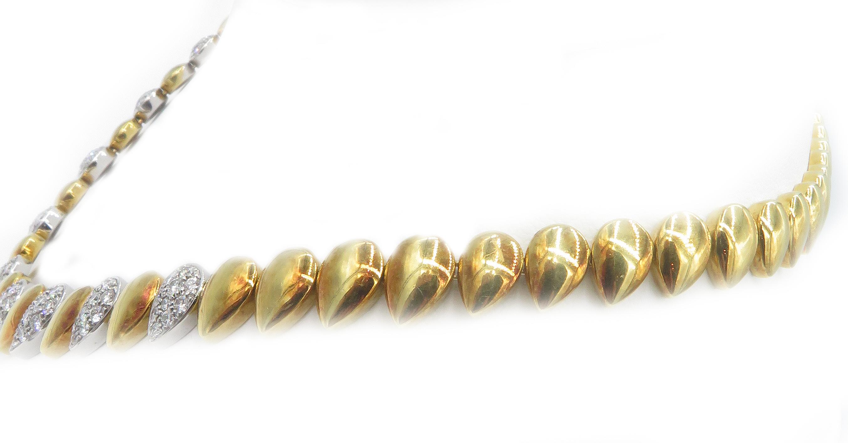 18 Karat Yellow and White Gold Diamond Necklace Choker 2