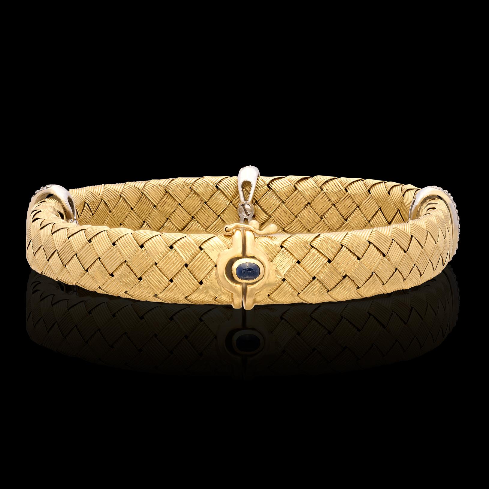 18k Yellow & White Gold Diamond & Sapphire Bracelet For Sale 1