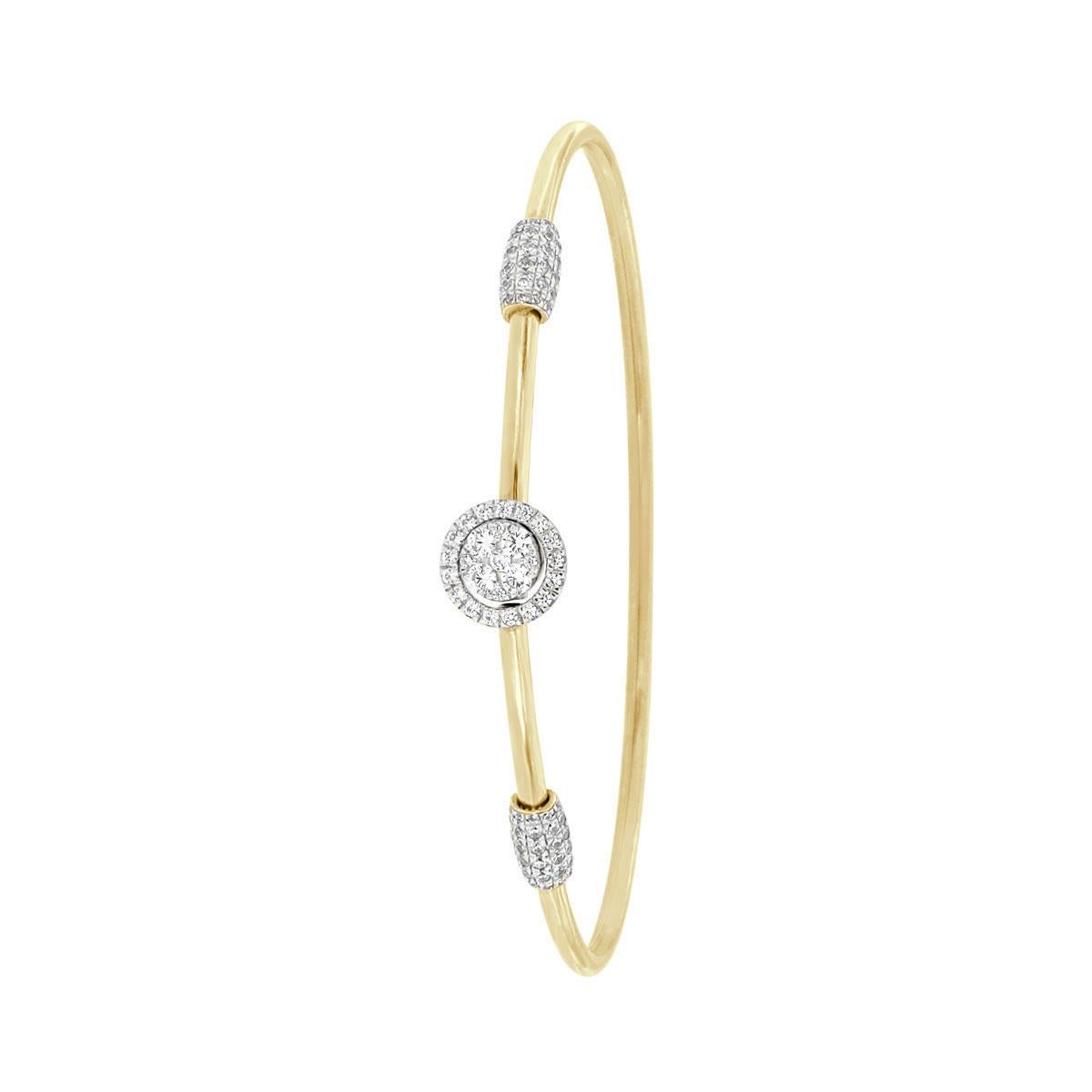 This fashionable flex bangle features round brilliant diamonds micro-prong-set in a round halo. Experience the difference!

Product details: 

Center Gemstone Type: NATURAL DIAMOND
Center Gemstone Color: WHITE
Center Gemstone Shape: ROUND
Center