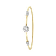 18 Karat Yellow and White Gold Flex Round Halo Diamond Bangle '2/3 Carat'