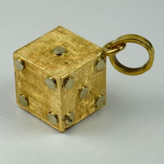18 Karat Yellow White Gold Gambling Dice Charm Pendant