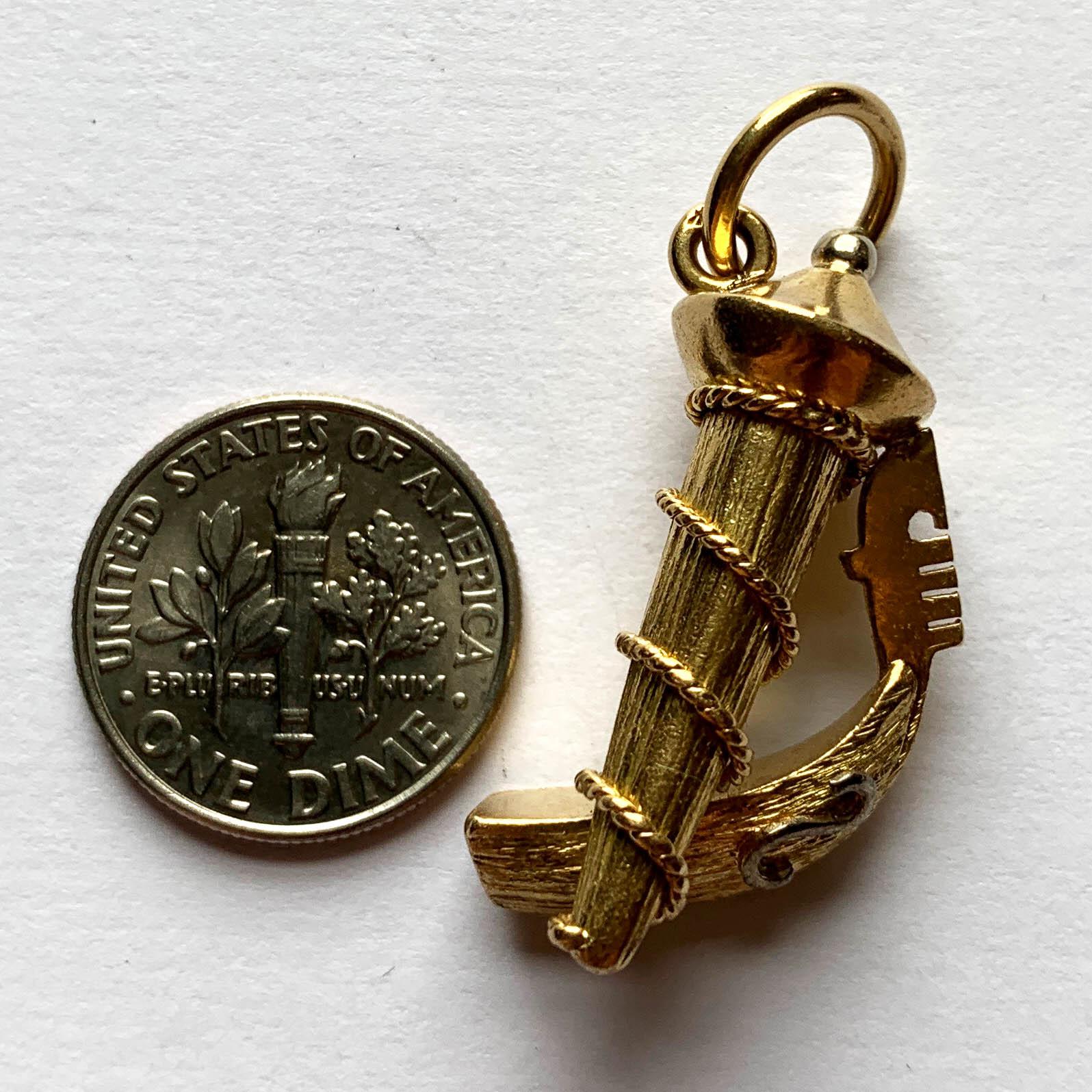 18 Karat Yellow White Gold Large Italian Gondola Boat Venice Charm Pendant 6