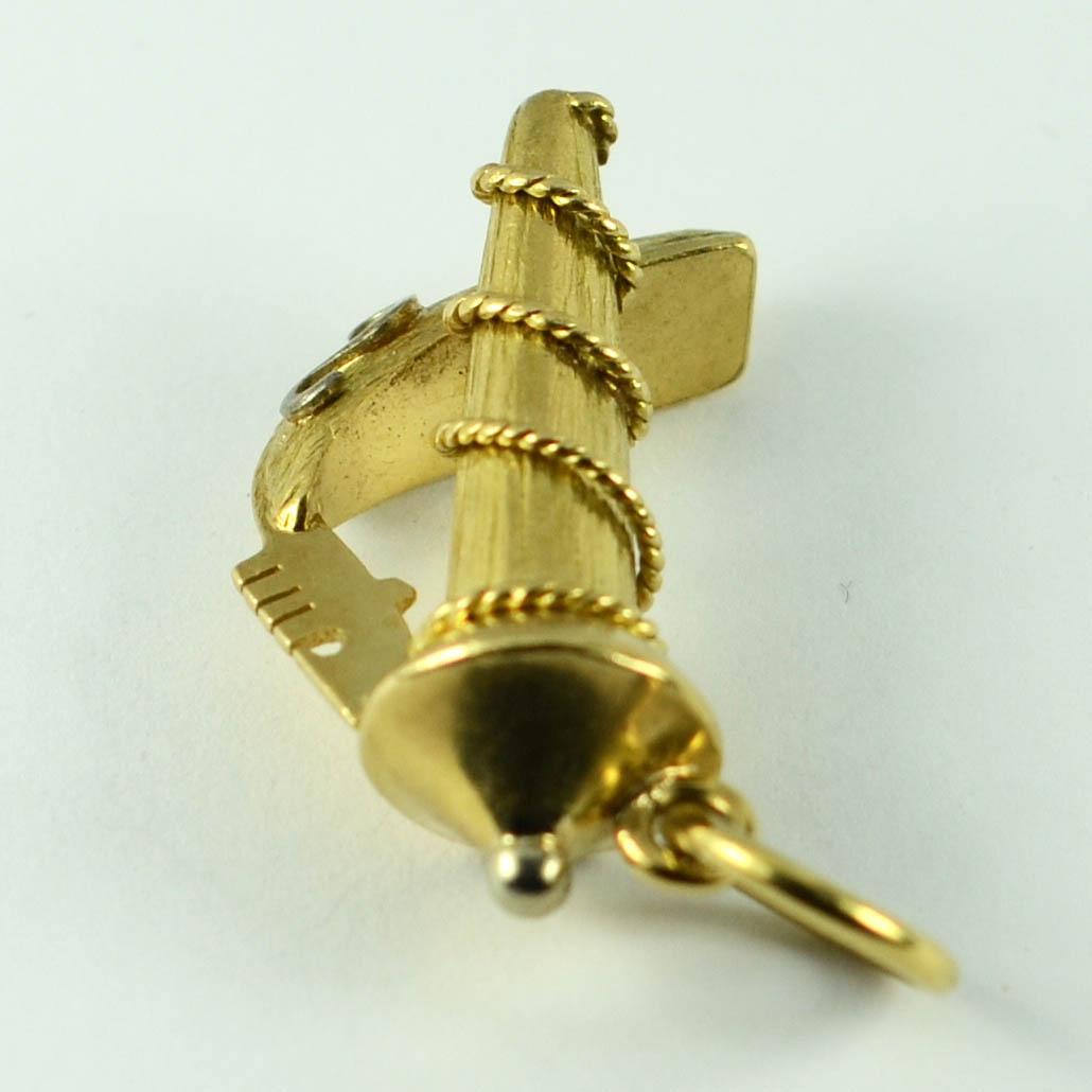 18 Karat Yellow White Gold Large Italian Gondola Boat Venice Charm Pendant 2