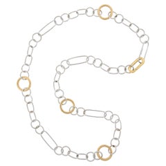 Collier ou bracelet long en or jaune et blanc 18K à maillons ouverts polis de 27".