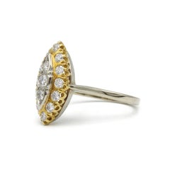 18K Yellow & White Gold Marquise Diamond Cluster Ring – 1.45 ct G VS Diamonds