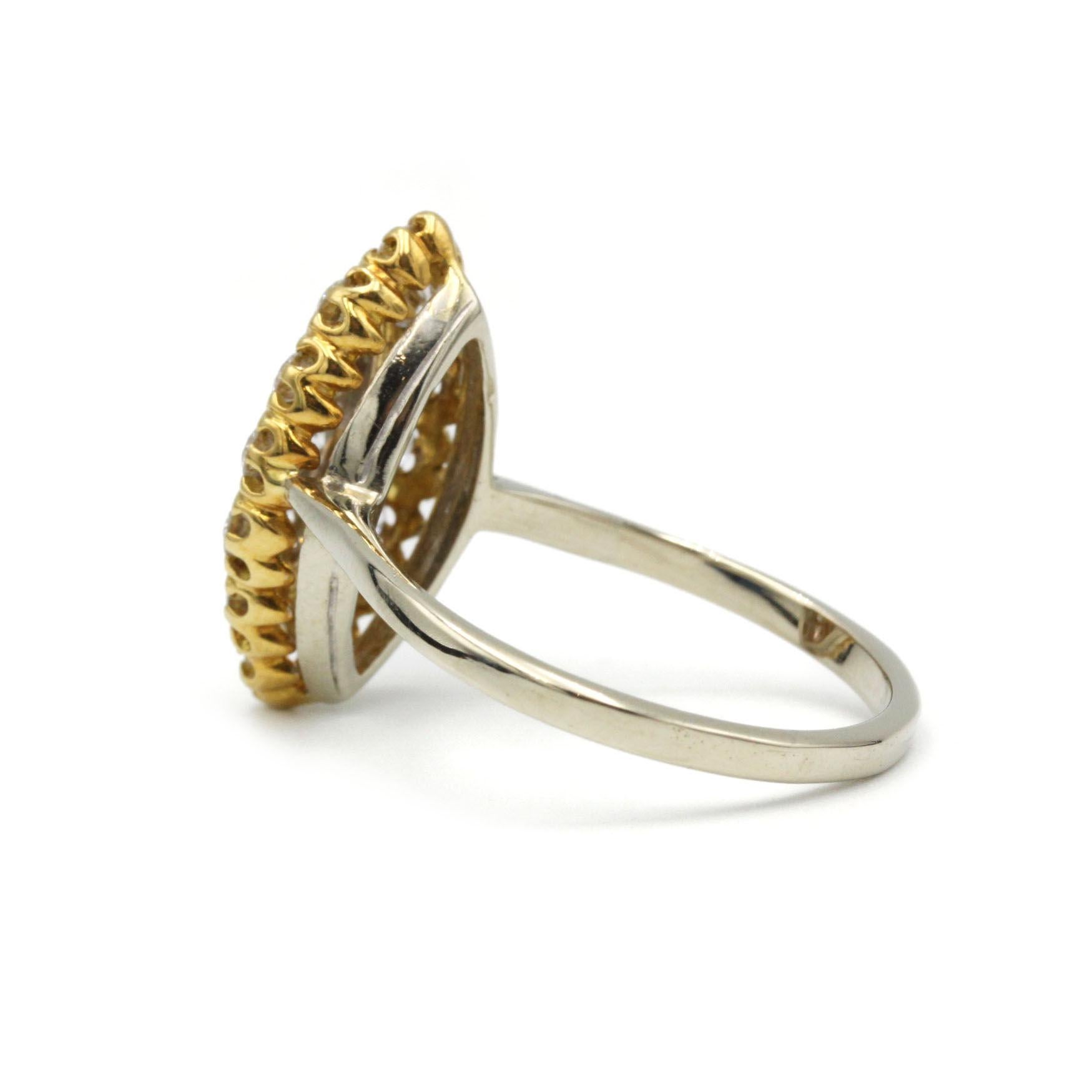Brilliant Cut 18K Yellow & White Gold Marquise Diamond Cluster Ring – 1.45 ct G VS Diamonds For Sale