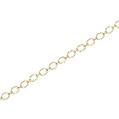 18 Karat Yellow and White Gold Oval Link Diamond Bracelet '1 3/4 Carat'