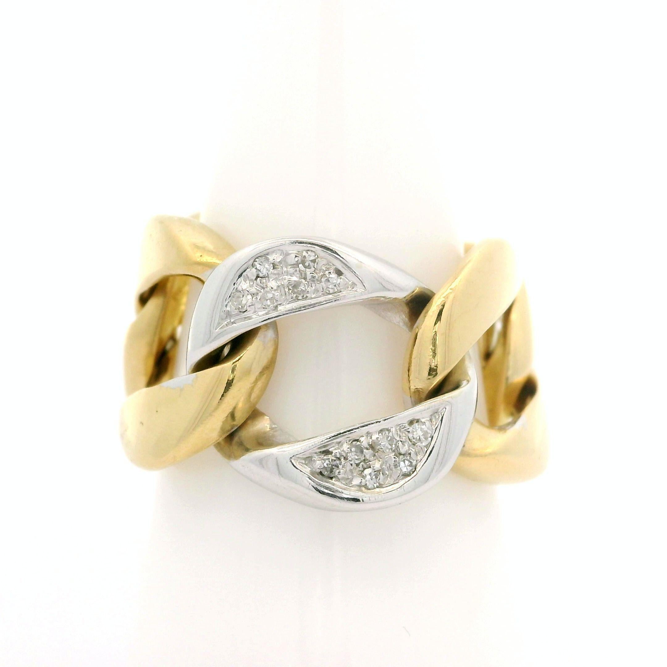 --Stone(s):--
(12) Natural Genuine Diamonds - Single Cut - Pave Set - Nice White Color

Material: Solid 18K Yellow Gold w/ White Gold Center
Material Weight: 16.60 Grams
Ring Size: 9.0 (Fitted on a finger. We CANNOT custom size this ring.)
Ring