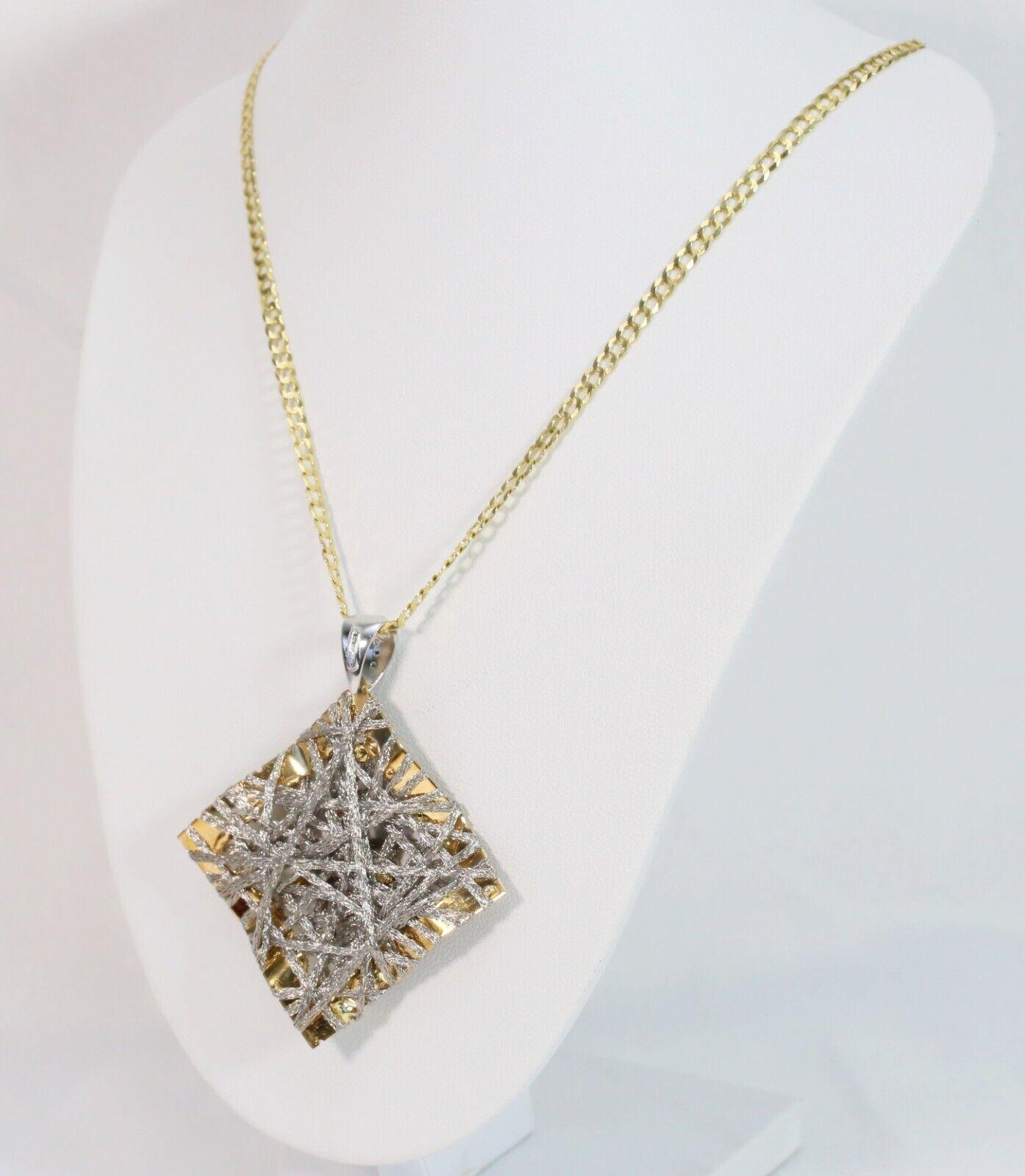 18k Yellow & White Gold Pendant & Earring Set, 27.0g For Sale 1