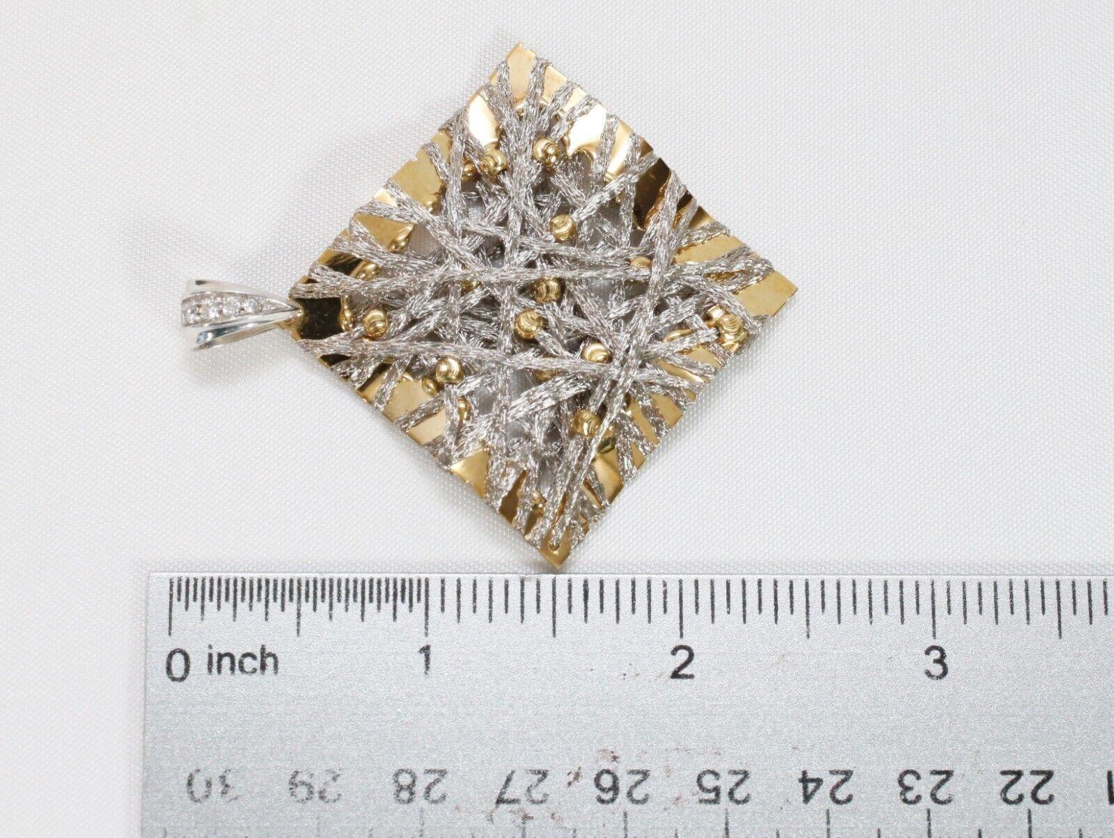 18k Yellow & White Gold Pendant & Earring Set, 27.0g For Sale 2