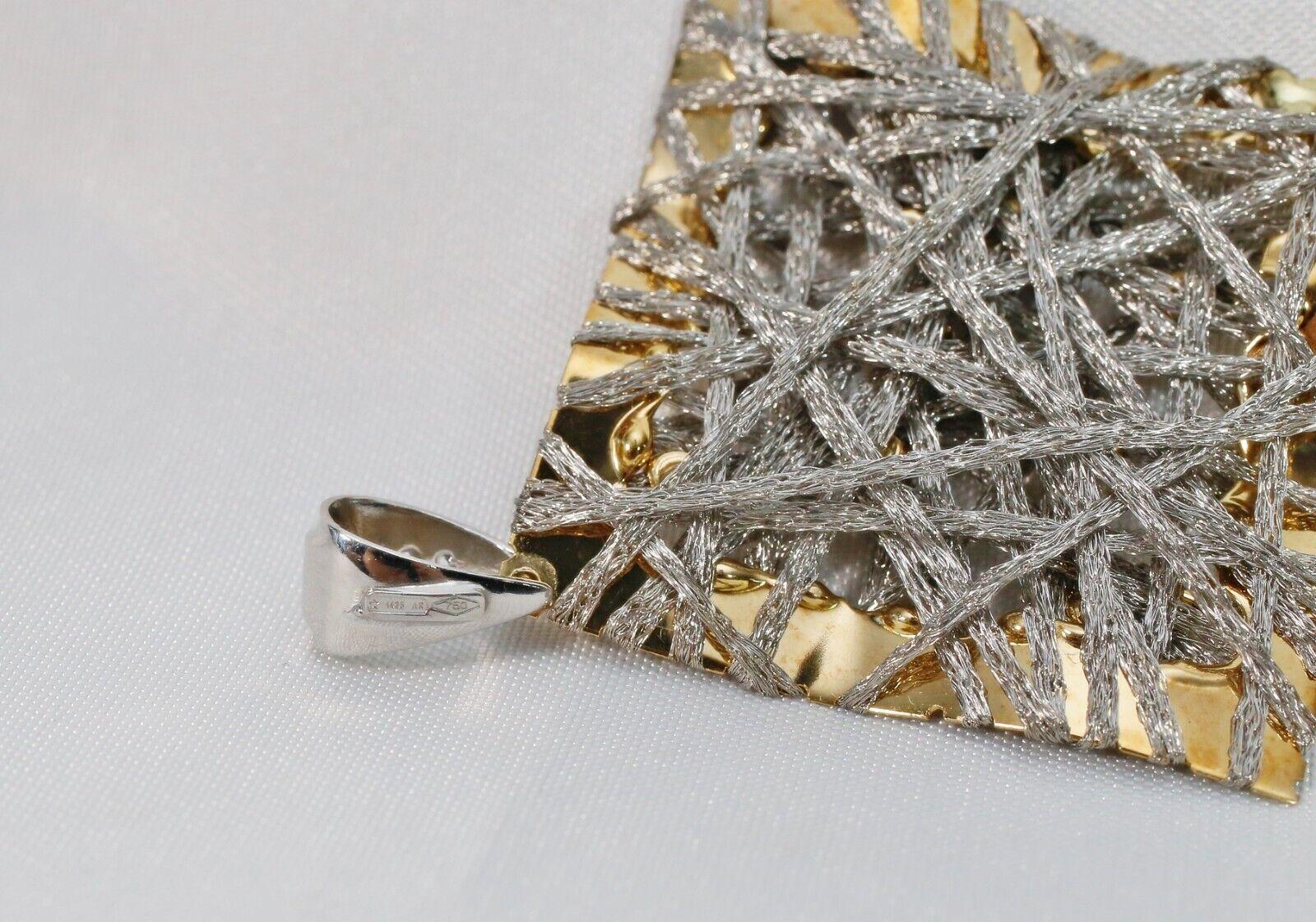 18k Yellow & White Gold Pendant & Earring Set, 27.0g For Sale 4