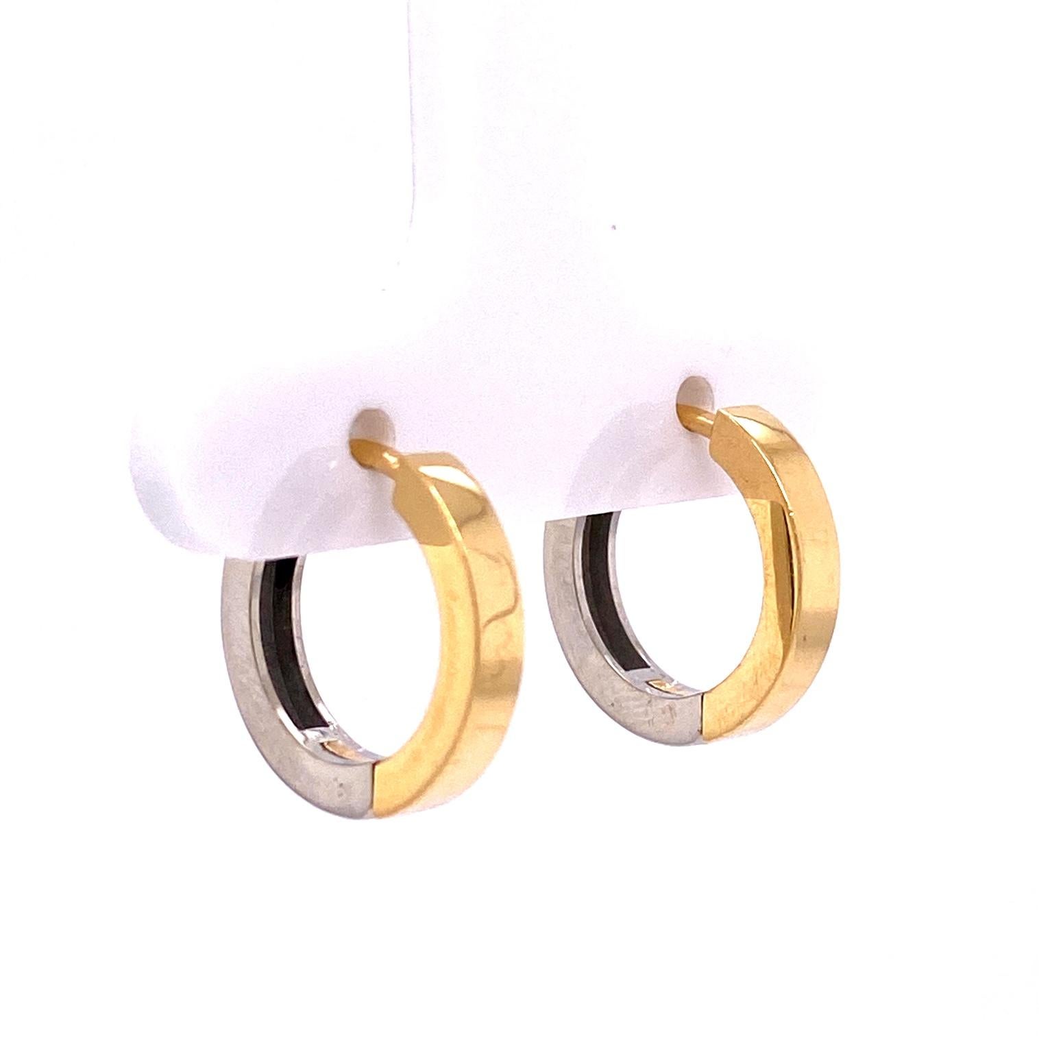 Women's 18k Yellow & White Gold Reversible Hoops with 18k Yellow Gold Butterfly Jackets For Sale