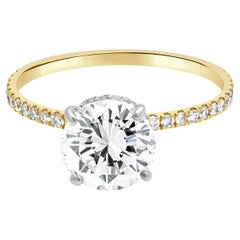 18K Yellow & White Gold Round Brilliant Cut Diamond Engagement Ring