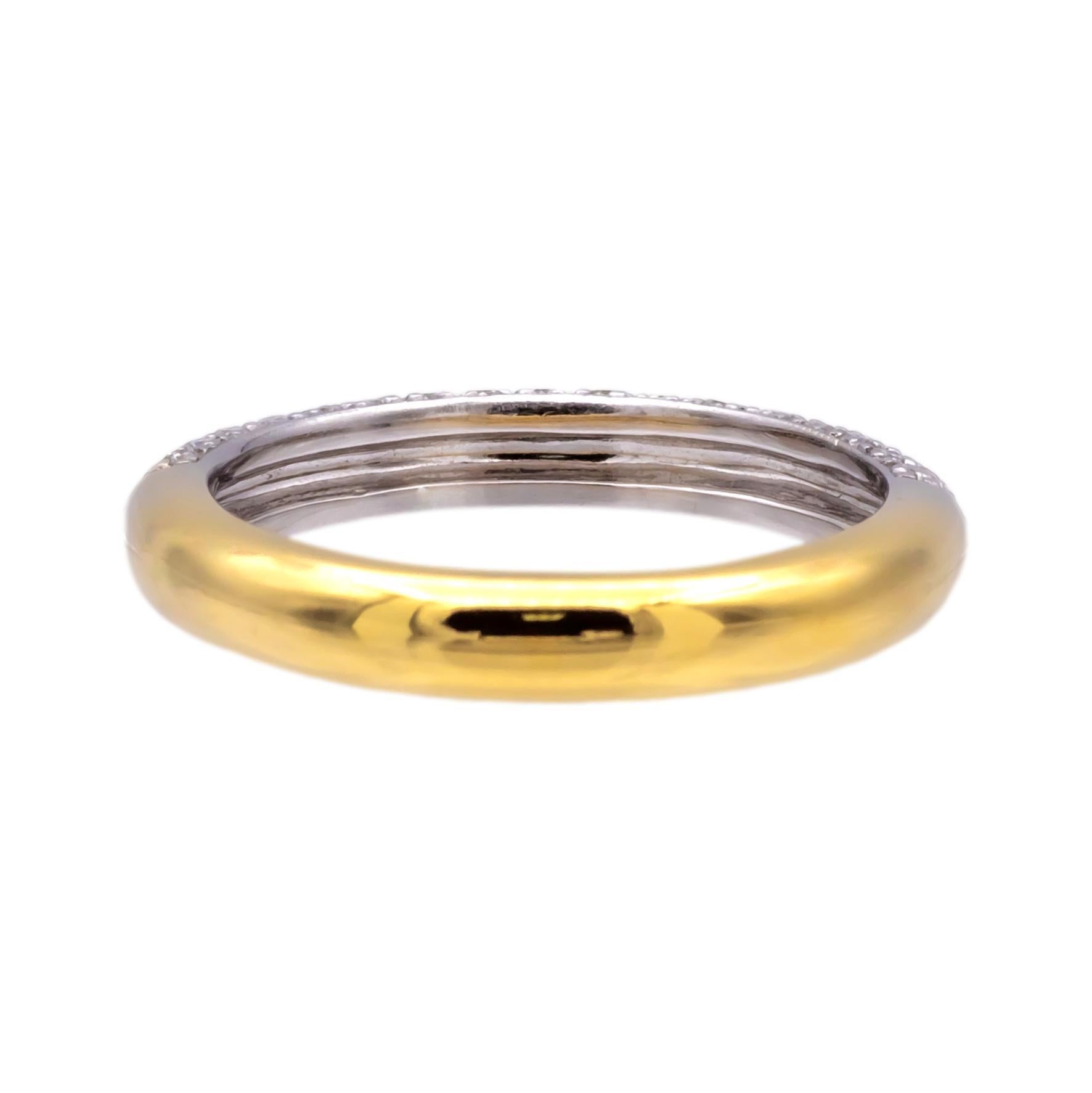 Brilliant Cut 18k Yellow White Gold Round Pave Diamond 4 Row Band Ring 0.51 Cts For Sale
