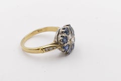 18 Karat Yellow and White Gold Sapphire and Diamond Ring