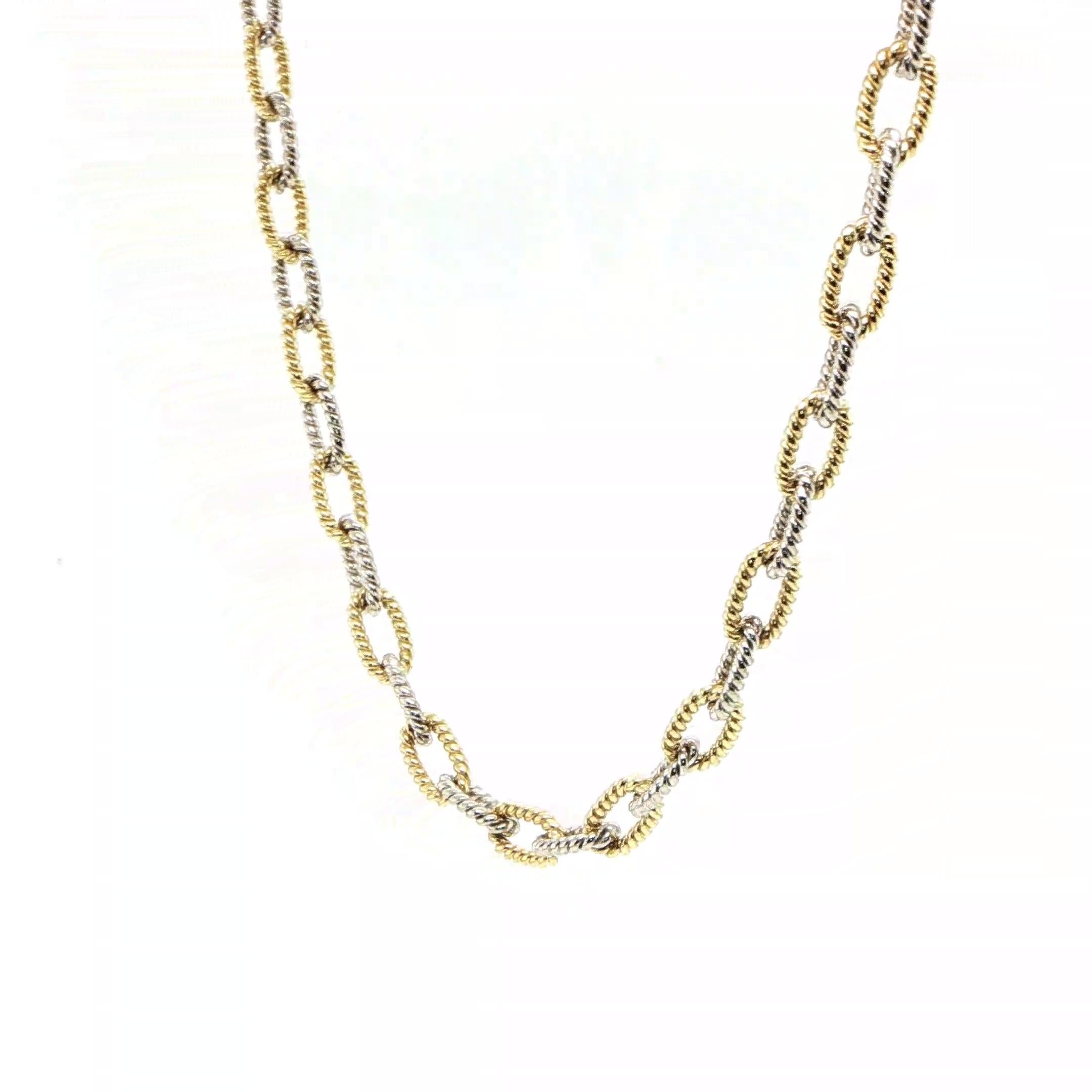 Donna Catena a graffetta intrecciata in oro giallo e bianco 18 carati in vendita