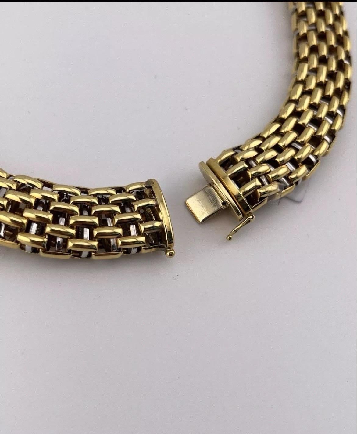 18k Yellow & White Gold Two-Tone Chain Collar Necklace 2ct Diamond For Sale 6
