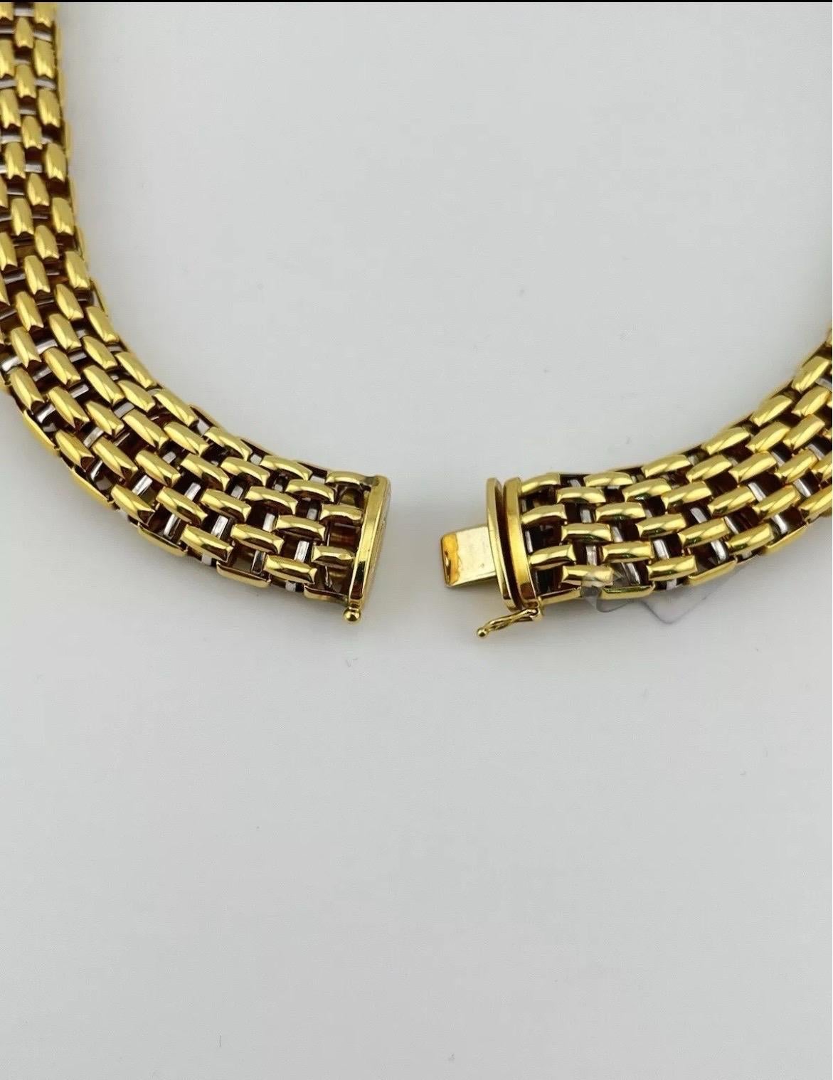 18k Yellow & White Gold Two-Tone Chain Collar Necklace 2ct Diamond For Sale 3