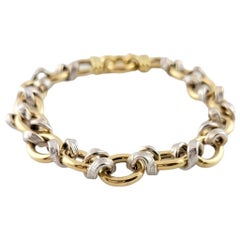 18K Yellow 
White Gold Two Toned Link Bracelet #15864
