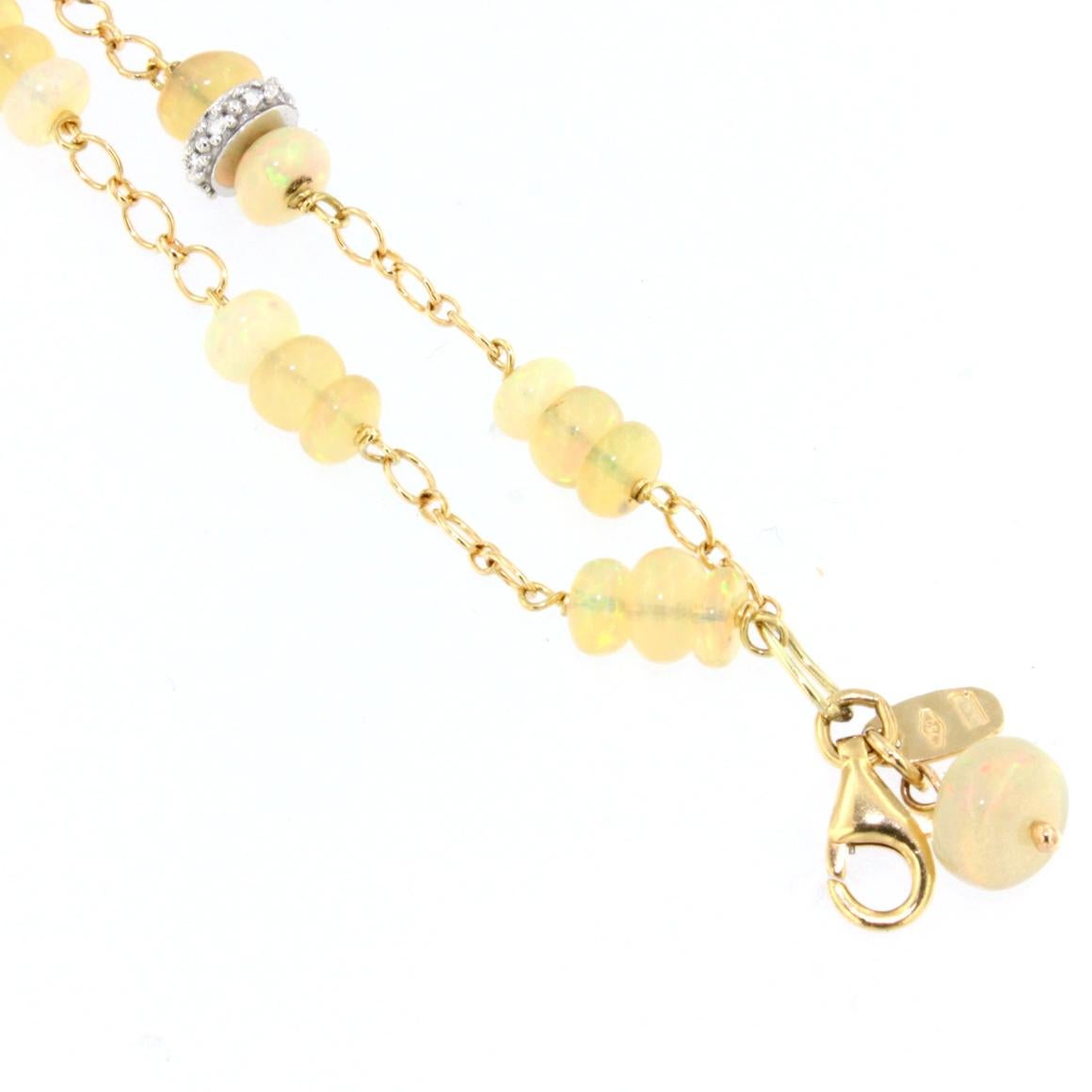 Ensemble collier de boucles d'oreilles et bracelet en or jaune et blanc 18 carats avec opale et diamants blancs en vente 4