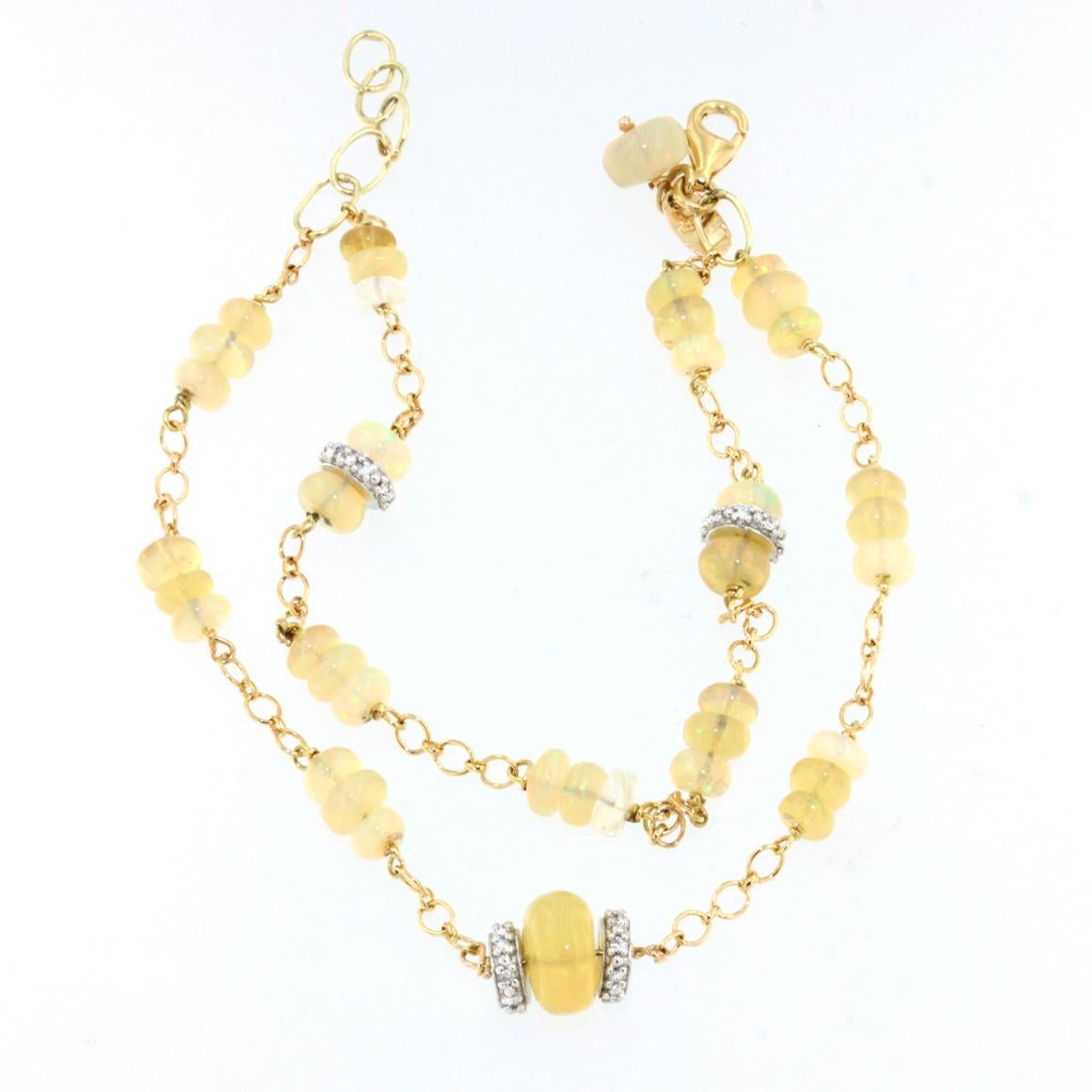 Ensemble collier de boucles d'oreilles et bracelet en or jaune et blanc 18 carats avec opale et diamants blancs en vente 5