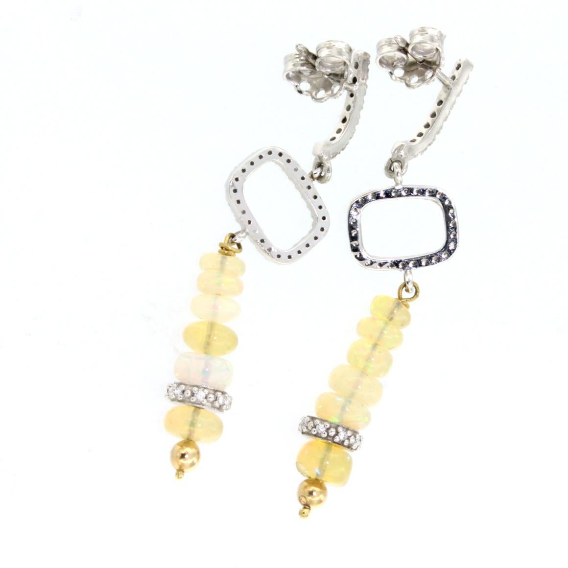 Ensemble collier de boucles d'oreilles et bracelet en or jaune et blanc 18 carats avec opale et diamants blancs en vente 8
