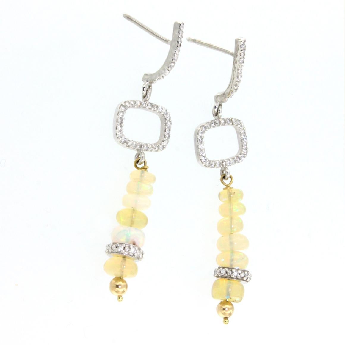 Ensemble collier de boucles d'oreilles et bracelet en or jaune et blanc 18 carats avec opale et diamants blancs en vente 10