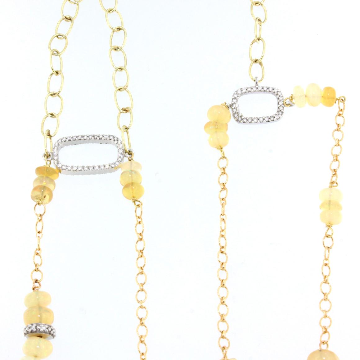 Ensemble collier de boucles d'oreilles et bracelet en or jaune et blanc 18 carats avec opale et diamants blancs Neuf - En vente à GALLARATE, IT