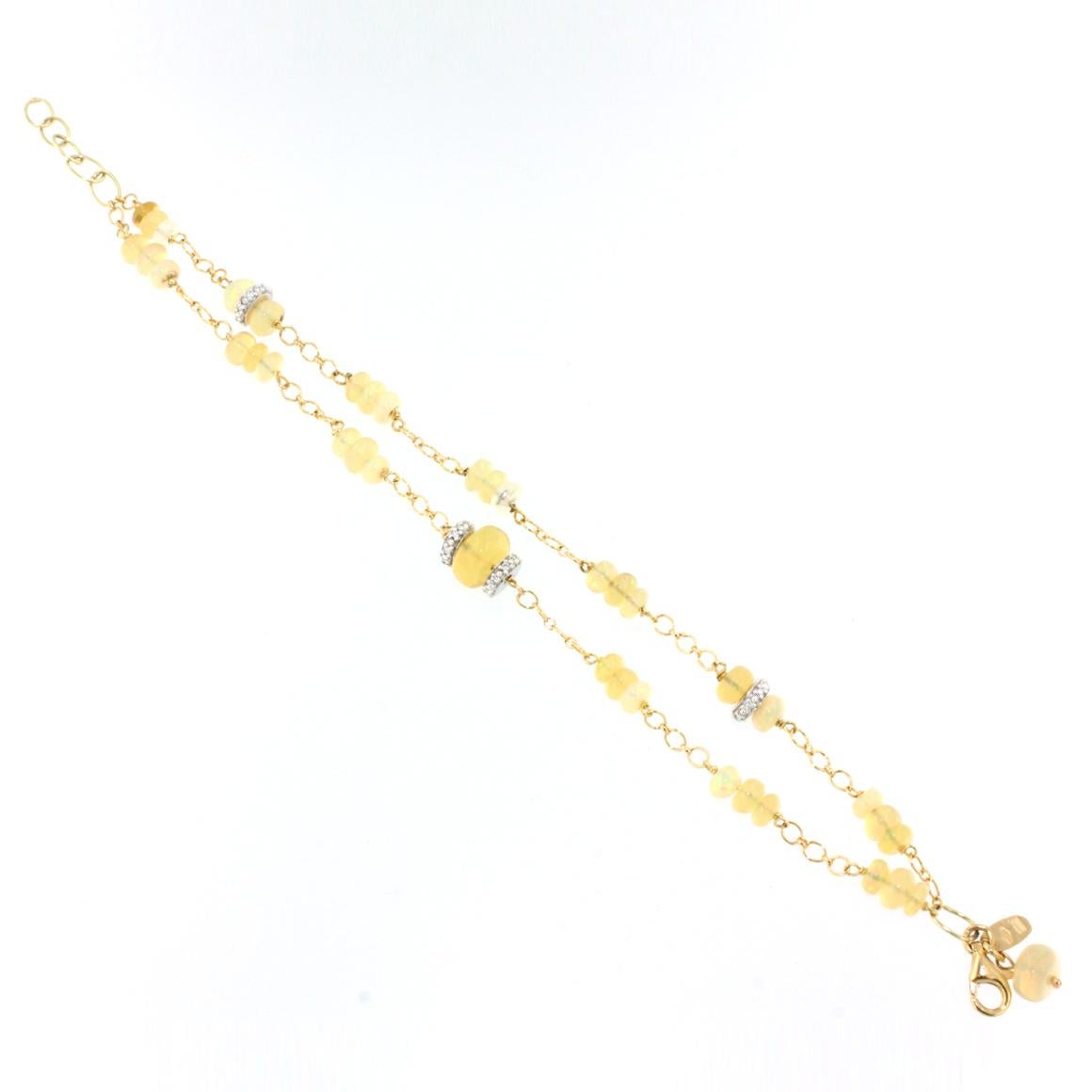 Ensemble collier de boucles d'oreilles et bracelet en or jaune et blanc 18 carats avec opale et diamants blancs en vente 2